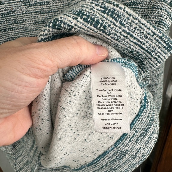 Talbots Knit Pullover Top Textured Size Large Cotton Green Button Long Sleeve - Picture 3 of 7